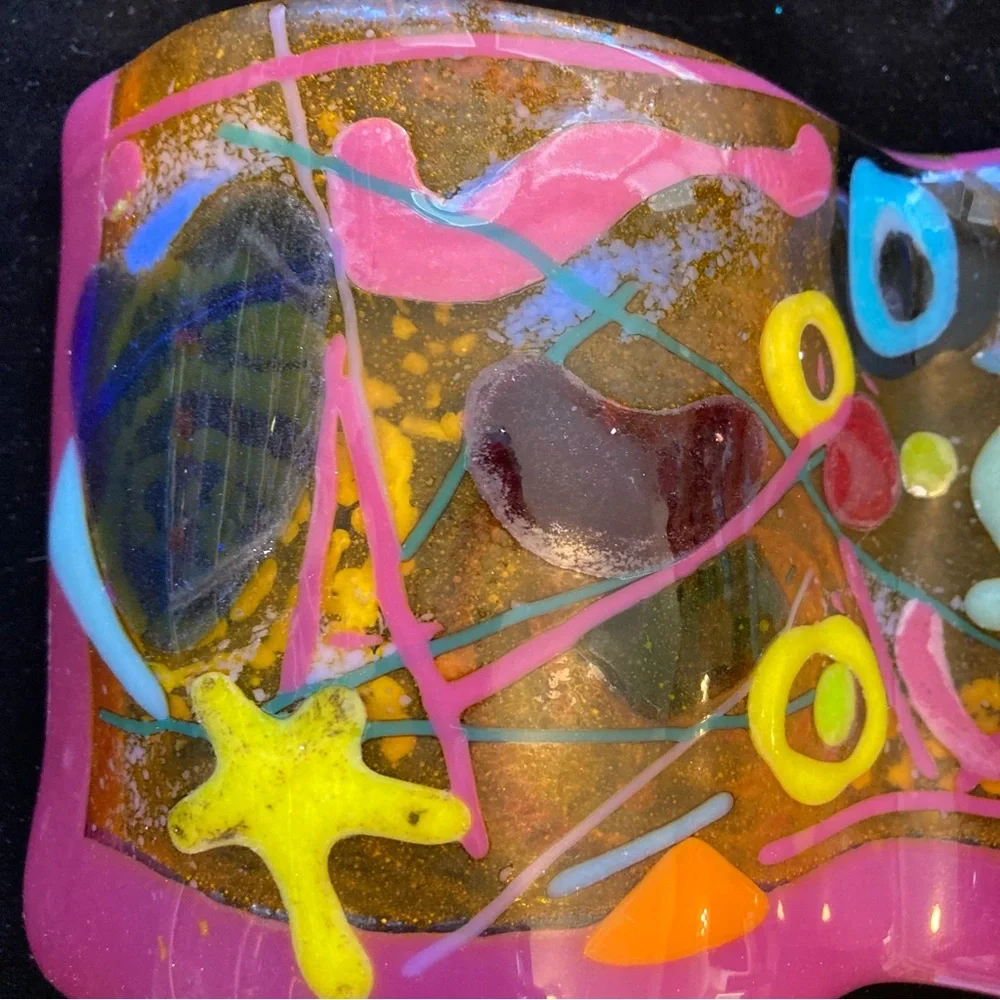 Mermaids Heart”Handmade Fused Art Glass Wave Original  10” X 4.5”Freestanding - Picture 12 of 12